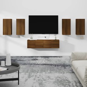 vidaXL Conjunto móveis de TV 6pcs madeira processada carvalho castanho