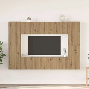 Conjunto de móvel de TV com prateleira 8 pcs carvalho artisiano