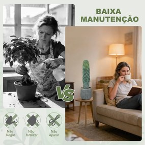 Cacto Artificial 66 cm, Planta Artificial Decorativa com Vaso para Decoração de Interiores Verde