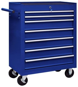 vidaXL Trólei de oficina para ferramentas com 7 gavetas azul