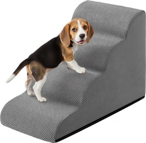 Escada para cães, 4 degraus 72 x 40 x 50 cm Escada para animais de estimação, tecido tipo waffle cinza ardósia