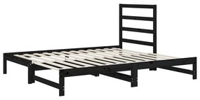 Sofá-cama de puxar 2x(90x200) cm pinho maciço preto