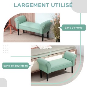 Banco acolchoado  102 x 36 x 51 cm para a cabeceira da cama, para quarto, em tecido de voile,  verde