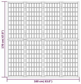 Biombo dobrável com 4 painéis estilo japonês 160x170 cm