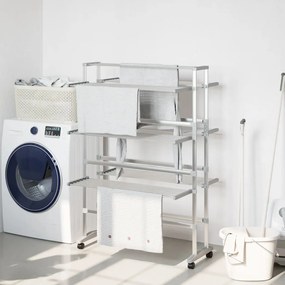 vidaXL Estendal de roupa com rodas 89x64x129 cm alumínio