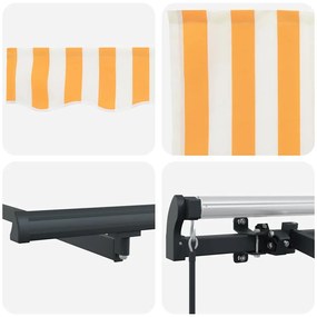 Toldo Retrátil Manual Amarelo e Laranja e Branco