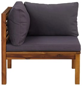Conjunto sofás 2 pcs c/ almofadões cinza-escuro acácia maciça