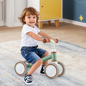 Bicicleta de equilíbrio para bebés de 1 a 3 anos com guiador e assento ajustáveis Brinquedo sem pedais para passear Verde