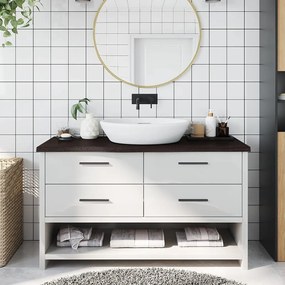 Bancada p/ WC 100x30x(2-4)cm madeira tratada maciça castanho