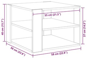 Mesa de centro vidaXL Preto Carvalho 59,5x59,5x40 cm Madeira Engenhari