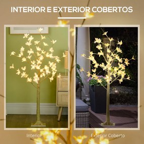 HOMCOM Árvore Cerejeira Altura 120 com 48 Luzes LED IP44 em Branco Que