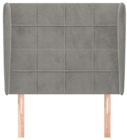 Cabeceira cama c/ abas veludo 103x23x118/128 cm cinzento-claro