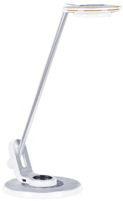 Candeeiro de mesa LED em metal branco e prateado com porta USB CORVUS Beliani