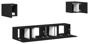 Conjunto de Armário para TV vidaXL de 6 Peças Carvalho Preto Madeira E