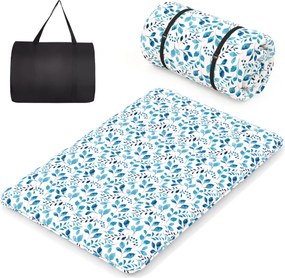 Colchão enrolável para o chão com capa lavável com bolsa de transporte 200 x 140 x 10 cm - azul