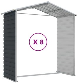 Abrigo de jardim 191x725x198 cm aço galvanizado antracite