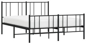 Estrutura de cama com cabeceira e pés 140x190 cm metal preto