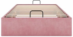 Ottoman Bed Frame No Colchão Rosa 90x200 cm Veludo