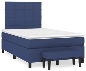 Cama boxspring com colchão 120x190 cm tecido azul