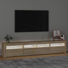 Móvel de TV com luzes LED 210x35x40 cm carvalho sonoma