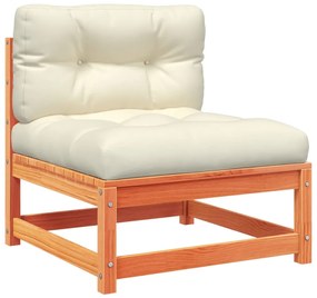 6 pcs conj. sofás jardim almofadões pinho maciço castanho cera