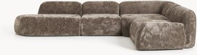 Sofá de canto modular XL em teddy-bouclé com chaise longue Wolke (4 lugares)