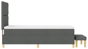 Cama com Box Spring com Colchão &amp; Banco Cinza Escuro 90x200 cm Tecido
