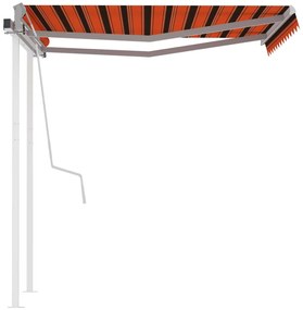Toldo retrátil manual com postes 3x2,5 m laranja e castanho