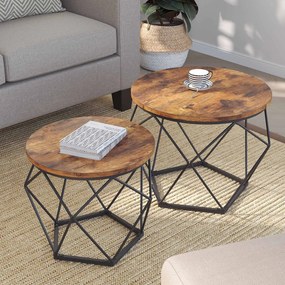 Conjunto de 2 mesas de centro castanho vintage-preto