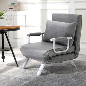 Poltrona com aquecimento, sofá-cama conversível de 1 lugar e com capa removível cinzento claro
