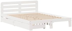 Cama sem colchão 140x190 cm madeira de pinho maciça branco