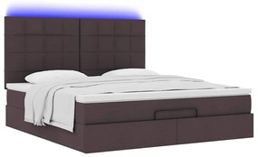 Estrutura de cama otomana com colchão tecido castanho escuro