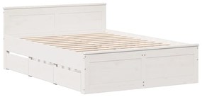 Cama sem colchão com cabeceira 160x200 cm pinho maciço branco