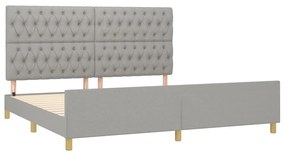 Estrutura de cama 200x200 cm tecido cinzento-claro