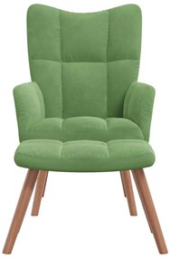 Cadeira de descanso com banco veludo verde-claro