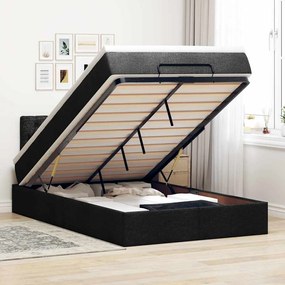 Cama otomana com colchão 120x190 cm tecido preto
