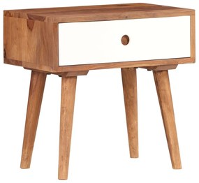 Mesa de cabeceira em madeira de acácia maciça 45x30x45 cm
