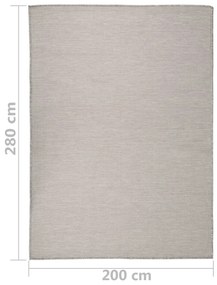 Tapete de tecido plano p/ exterior 200x280 cm cinza-acastanhado