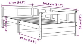 Sofá-cama sem colchão 80x200 cm madeira de pinho maciça branco