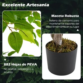 Planta artificial de 150 cm com vaso 882 folhas Tronco realista Vaso realista Interior Exterior Verde
