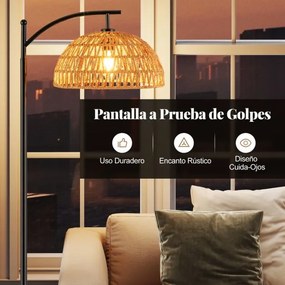 Candeeiro de pé com estrutura em metal e interruptor de pé para sala de estar, quarto ou escritório, 160 x 25 cm, preto e castanho