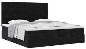 Estrutura de cama otomana com colchões 160x200 cm veludo preto