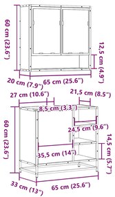 2 pcs conjunto móveis WC derivados de madeira sonoma cinza