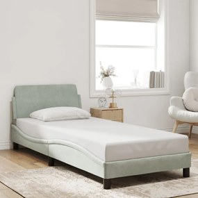 Estrutura de cama sem colchão 90x190 cm veludo cinzento-claro