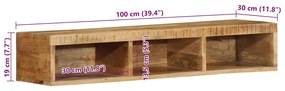 Armário de TV para parede 100x30x19 cm mangueira áspera maciça