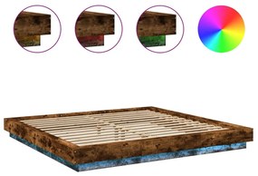 Estrutura cama c/ luzes LED derivados madeira carvalho fumado