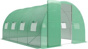 Outsunny Estufa túnel de jardim 12 m², estufa túnel 295x400x200cm porta e 8 janelas, cobertura PE 140 g/m² verde | Aosom Portugal