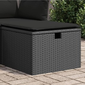 vidaXL Banco de jardim com almofadão 55x55x37 cm vime PE preto