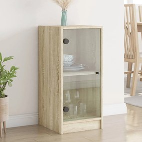 vidaXL Armário de apoio c/ portas vidro 35x37x75,5 cm carvalho sonoma