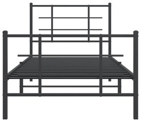 Estrutura de cama com cabeceira e pés 90x200 cm metal preto